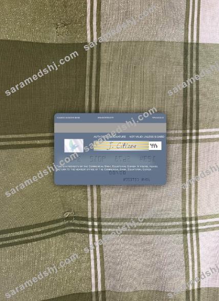 Equatorial Guinea Commerical bank Guinee Equatoriale visa debit card photolook back